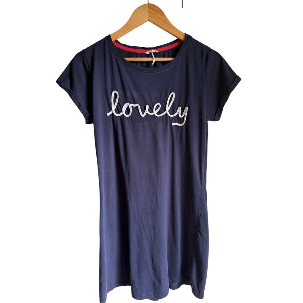 Esprit "Lovely" Navy Cotton Nightshirt Sleep Dress | Rope Script Graphic | Small